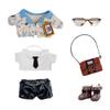 niannyyhouse 20cm Plush Doll Clothes Coat White Shirt Tie Pants Backpack Glasses Leather Shoes Jacket Outfit 8in Doll Dress Up view 1
