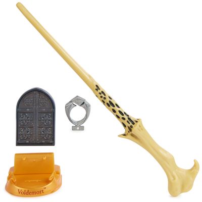 Wizarding World Harry Potter, 12-inch Magical Collector Voldemort Wand with Stand & Die-cast Icon, Magical Artifacts, Accessory for Costumes