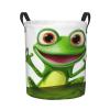 Foruidea Merry Green Frog With Greater Eye Laundry Basket,Laundry Hamper,Collapsible Storage Bin, Oxford Fabric Clothes Baskets,Nursery Hamper For Home,Office,Dorm,Gift Basket view 1