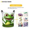 Foruidea Merry Green Frog With Greater Eye Laundry Basket,Laundry Hamper,Collapsible Storage Bin, Oxford Fabric Clothes Baskets,Nursery Hamper For Home,Office,Dorm,Gift Basket view 3