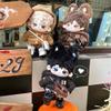 niannyyhouse 10cm 15cm 20cm Plush Doll Clothes Woolen Hoodie Pants Backpack Glasses Leather Shoes Color Blocked Outfit Doll Dress Up (Brown-20cm) view 4