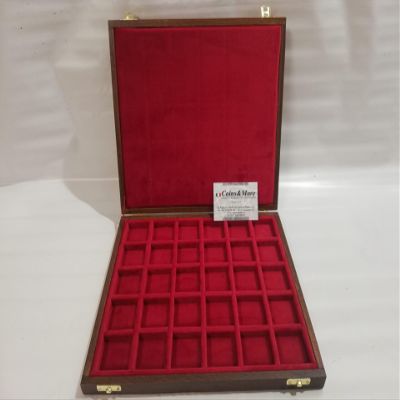 Wooden Box for Coins Medals 30 Boxes 40 x 40 mm Italian Velvet Handmade Coins&More Coins Wallet Customisable