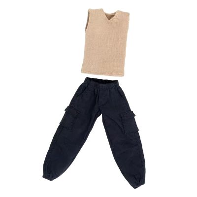2X 1/12 Men Sweater Vest and Pants, Handmade Doll Clothes, Miniature Clothing Costume for 6" Figures Body Accessories