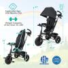 HONEY JOY Tricycle, 6 in 1 Kids Trike Stroller w/Adjustable Push Handle & Canopy, Reversible Seat, Safety Belt, Folding Pedal, Cup Holder, Storage, Push Tricycle for Toddlers 9 Months-5 Years (Black) view 3