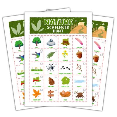Foosproea Nature Scavenger Treasure Hunt Games Cards for Friends and Family, Outdoor Scavenger Hunts, Trip Family Holiday Party Games, Find and Seek Camping Game Set -04