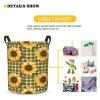 Foruidea Green Checkered Sunflowers Pattern Laundry Basket,Laundry Hamper,Collapsible Storage Bin, Oxford Fabric Clothes Baskets,Nursery Hamper For Home,Office,Dorm,Gift Basket view 3