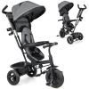 HONEY JOY Tricycle, Kids Trike Stroller w/Adjustable Push Handle & Canopy, Reversible Seat, Safety Belt, Folding Pedal, Cup Holder, Storage, Push Tricycle for Toddlers 9 Months-5 Years (Gray) view 1