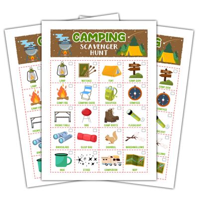 Foosproea Camping Scavenger Treasure Hunt Games Cards for Friends and Family, Outdoor Scavenger Hunts, Trip Family Holiday Party Games, Find and Seek Camping Game Set -05