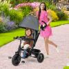 HONEY JOY Tricycle, 6 in 1 Kids Trike Stroller w/Adjustable Push Handle & Canopy, Reversible Seat, Safety Belt, Folding Pedal, Cup Holder, Storage, Push Tricycle for Toddlers 9 Months-5 Years (Gray) view 2