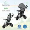 HONEY JOY Tricycle, 6 in 1 Kids Trike Stroller w/Adjustable Push Handle & Canopy, Reversible Seat, Safety Belt, Folding Pedal, Cup Holder, Storage, Push Tricycle for Toddlers 9 Months-5 Years (Gray) view 3