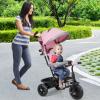HONEY JOY Tricycle, Kids Trike Stroller w/Adjustable Push Handle & Canopy, Reversible Seat, Safety Belt, Folding Pedal, Cup Holder, Storage, Push Tricycle for Toddlers 9 Months-5 Years (Pink) view 2