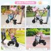 HONEY JOY Tricycle, Kids Trike Stroller w/Adjustable Push Handle & Canopy, Reversible Seat, Safety Belt, Folding Pedal, Cup Holder, Storage, Push Tricycle for Toddlers 9 Months-5 Years (Pink) view 4