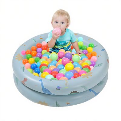 Buachois Inflatable Swimming Pool, Thickened Design Retro Blow Up Swimming Pool, Space Saving Family Cute Style Water Pool for Indoor or Outdoor(Blue)