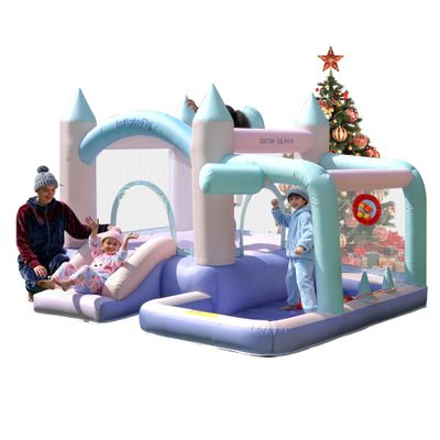 INFLATEFLY Inflatable Bounce House, Kids Slide Bouncy Castle with Blower, Ball Pit, Baskstball Hoop, Toss Ring,Target Game for Party Outdoor Indoor