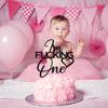 Black Glitter I'm Fucking One Cake Topper, Happy 1st Birthday/Cheers to 1 Year/Wild One, Funny 1st Birthday Party Decorations Supplies view 3
