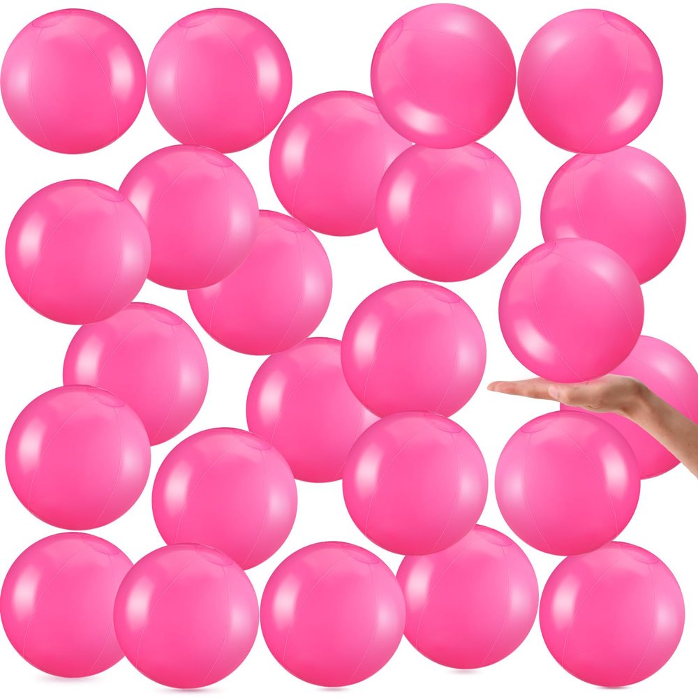 Yinder 24 Pieces Inflatable Beach Ball 6 Inches Pool Floating Ball Under the Sea Party Decorations Bubble Ocean Summer Pool Toys Party Supplies(Plain,Rose Pink)