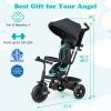 HONEY JOY Tricycle, Kids Trike Stroller w/Adjustable Push Handle & Canopy, Reversible Seat, Safety Belt, Folding Pedal, Cup Holder, Storage, Push Tricycle for Toddlers 9 Months-5 Years (Black) view 3