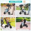 HONEY JOY Tricycle, Kids Trike Stroller w/Adjustable Push Handle & Canopy, Reversible Seat, Safety Belt, Folding Pedal, Cup Holder, Storage, Push Tricycle for Toddlers 9 Months-5 Years (Black) view 4