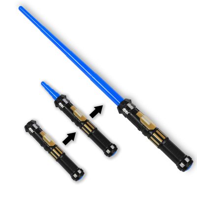MewduMewdu Light up Saber Toy (Fully Retracted) With Electronic Lights & FX Sound Effect for Kids and Adults, LED Expandable Sword Toy for Party, Halloween, Holiday, Birthday Gift (Blue)