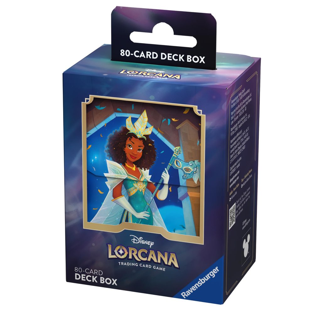 Ravensburger Disney Lorcana TCG Deck Box Featuring Tiana Celebrating Princess by Matthew Robert Davies | Securely Store 80 Sleeved Cards | Durable & Portable Organizer for TCG Fans | Ages 8+