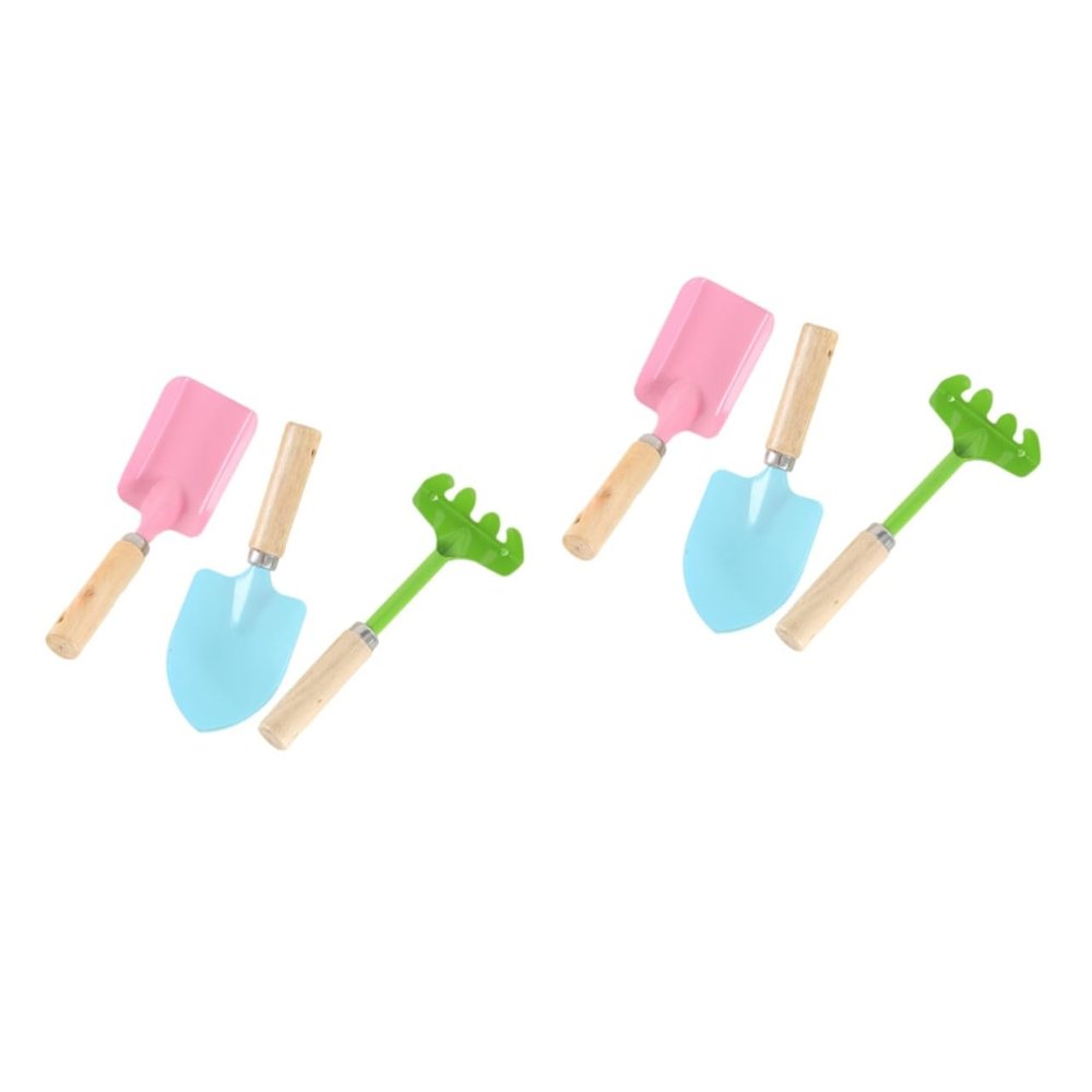 BESPORTBLE 2sets Mini Metal Garden Tools Set Trowel Rake Shovel Kids Size Safe Toys for Boys Girls 3pcs*2
