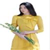 A6 Yellow Blue Ao dai Vietnam No pants Vietnamese Traditional Ao Dai For Women, Ao Dai For Women, Vietnamese Dress For Women, Dress For Women ao dai Tet Lunar New Year (4XL, Yellow) view 2