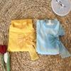 A6 Yellow Blue Ao dai Vietnam No pants Vietnamese Traditional Ao Dai For Women, Ao Dai For Women, Vietnamese Dress For Women, Dress For Women ao dai Tet Lunar New Year (3XL, Yellow) view 3