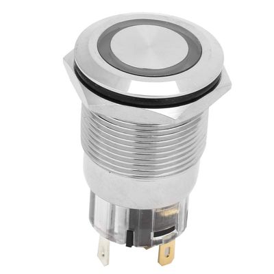 19mm SelfLocking Button SwitchNickel Plated Brass Button SwitchFlat Head Button Switch with Light (Blue)