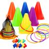 Win SPORTS 3 in 1 Carnival Outdoor Games Combo Set, Soft Plastic Cones Cornhole Bean Bags Ring Toss Games,for Kids Adults Indoor Outdoor Birthday Party Lawn Games Supplies (26 Pieces view 1