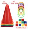 Win SPORTS 3 in 1 Carnival Outdoor Games Combo Set, Soft Plastic Cones Cornhole Bean Bags Ring Toss Games,for Kids Adults Indoor Outdoor Birthday Party Lawn Games Supplies (26 Pieces view 3