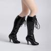 1/6 Scale Female Black Long Boots Strap High Heeled Boot Hollow Inside Shoes Model Accessory for 12inch PH TBL JO Action Figure Body view 1