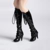 1/6 Scale Female Black Long Boots Strap High Heeled Boot Hollow Inside Shoes Model Accessory for 12inch PH TBL JO Action Figure Body view 2