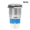 22mm SelfLocking Button Switch20Pcs Stainless Steel Button SwitchFlat Head Button Switch with Light (Blue) view 2
