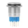 22mm SelfLocking Button Switch20Pcs Stainless Steel Button SwitchFlat Head Button Switch with Light (Blue) view 3