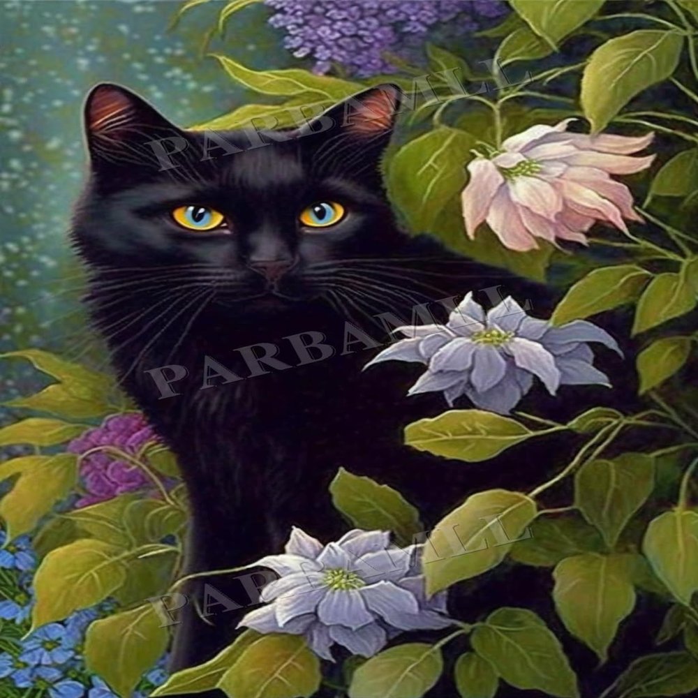 1000 Piece Adult Jigsaw Puzzle, Flowering Black Cat, Puzzle Educational Gift, Room Decor or Cafe Decor Exercise Willpower Relaxation or Gifts for Friends