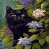 1000 Piece Adult Jigsaw Puzzle, Flowering Black Cat, Puzzle Educational Gift, Room Decor or Cafe Decor Exercise Willpower Relaxation or Gifts for Friends view 1