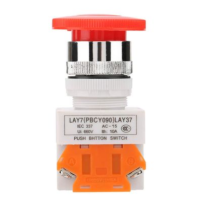 ERNZI 220V SelfLocking Button Switch,LAY37-11ZS Emergency Mushroom Stop Button Switch,with Emergency Stop Function