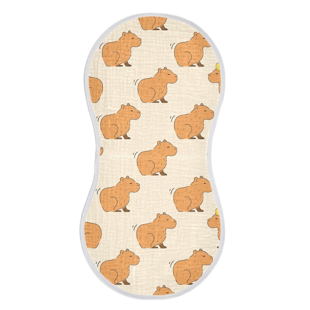 JHKKU Muslin Burp Cloths for Baby Boys and Girls - 1-Pack Ultra Absorbent Cute Capybara Muslin Washcloths, Newborn Towel, Milk Spit Up Rags, Burp Cloth Bib for Unisex, 22 x 11 Inch