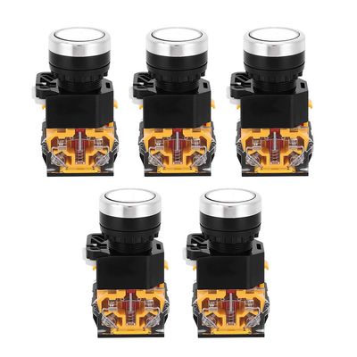 Push Button Switch,5pcs 22mm 37V-440V Push Button Switch,SelfResetting Switch,Round Button Switch Without Light,Rgonomic Button Design, Small Size,Easy to Mount,High Protection Grade (Red) ( Color : W