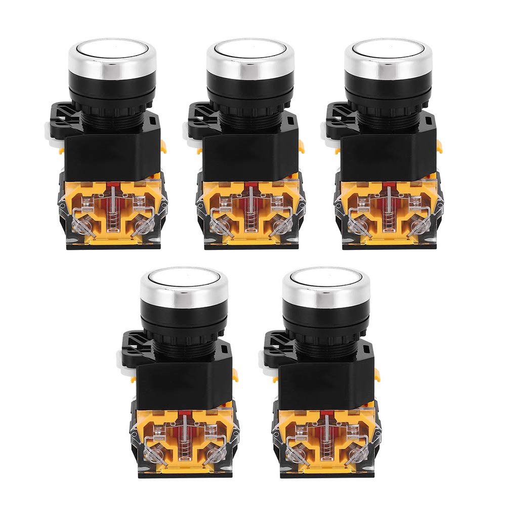 Push Button Switch,5pcs 22mm 37V-440V Push Button Switch,SelfResetting Switch,Round Button Switch Without Light,Rgonomic Button Design, Small Size,Easy to Mount,High Protection Grade (Red) ( Color : W
