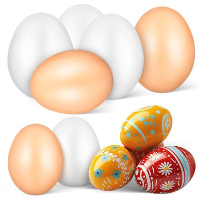 ABOOFAN Plastic Easter Fake Eggs 40Pcs Artificial Chicken Egg Brown White Eggs for Craft Nest DIY Painting Toy Easter Party Home Decor