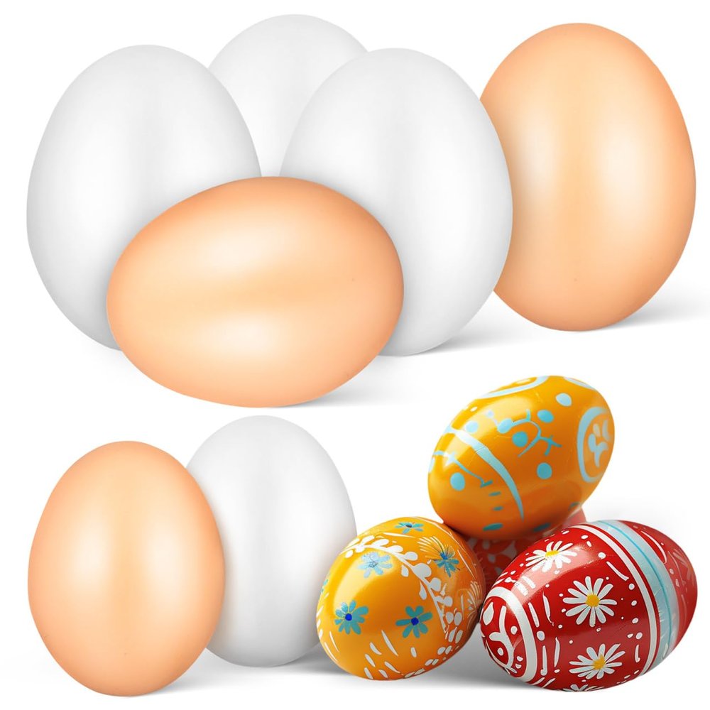 ABOOFAN Plastic Easter Fake Eggs 40Pcs Artificial Chicken Egg Brown White Eggs for Craft Nest DIY Painting Toy Easter Party Home Decor
