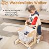 Woodtoe Wooden Baby Walker Doll Stroller | Adjustable Speed Shopping Cart for Toddlers 1-3 | Baby Push Walker - Pretend Play Grocery Cart | Wood Stroller Push Toys for Baby 1 2 3, 1st Birthday Gift view 2