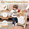 Woodtoe Wooden Baby Walker Doll Stroller | Adjustable Speed Shopping Cart for Toddlers 1-3 | Baby Push Walker - Pretend Play Grocery Cart | Wood Stroller Push Toys for Baby 1 2 3, 1st Birthday Gift view 4