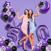 NANINUNENO 29th Birthday Decorations Set for Girl Women Boy Men, Purple Black 29 Happy Birthday Balloons Supplies with Purple Number Balloons 29 Happy Birthday Banner view 4