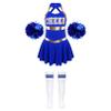 FEESHOW Kids Girls Cheerleading Dress Outfits Sleeveless Dress with Flower Balls Socks Halloween Fancy Party Dress Up A Royal Blue 12 Years view 1