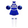 FEESHOW Kids Girls Cheerleading Dress Outfits Sleeveless Dress with Flower Balls Socks Halloween Fancy Party Dress Up A Royal Blue 12 Years view 3