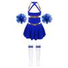 FEESHOW Kids Girls Cheerleading Dress Outfits Sleeveless Dress with Flower Balls Socks Halloween Fancy Party Dress Up B Royal Blue 16 Years view 2