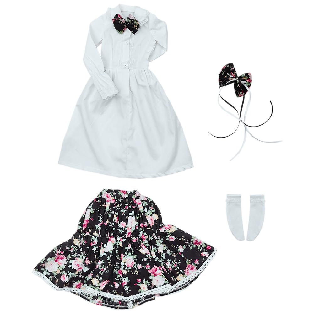 niannyyhouse 1/3 1/4 1/6 BJD Dolls Clothes White Dresses Floral Skirt Bow Headdress Socks Garden Set Ball Jointed Dolls Accessories Dress Up Gift (1/6BJD)