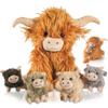5 Pcs Highland Cow Stuffed Animal, 14" Fluffy Stuffed Highland Cow Plush Toys with Babies Inside Mommy Scottish Highland Cows with 4 Baby Calves for Kids Christmas Birthday Surprise Gift view 1